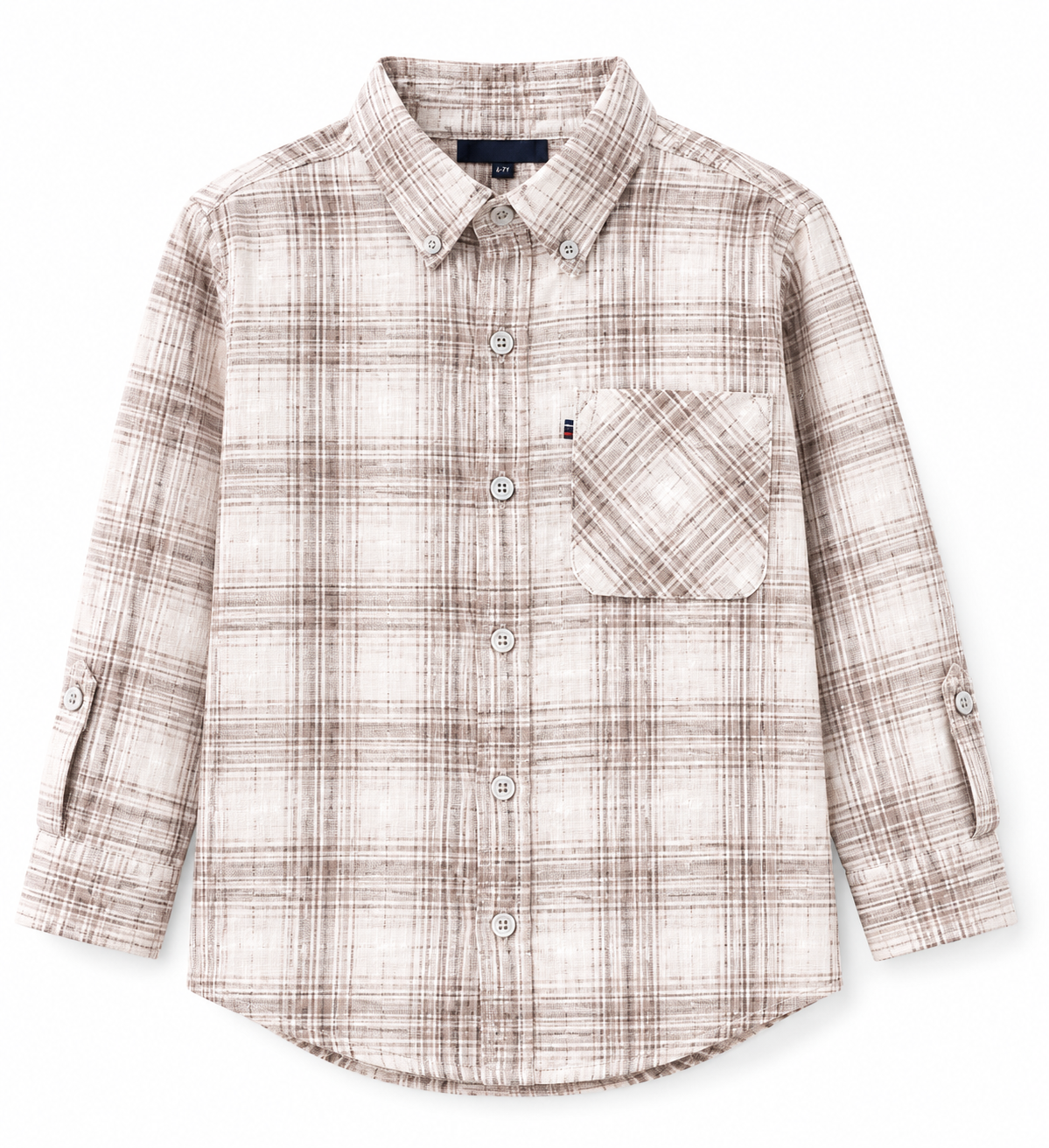 Sandstone Plaid Cotton Shirt for Boys | Smart Casual Full Sleeve Shirt