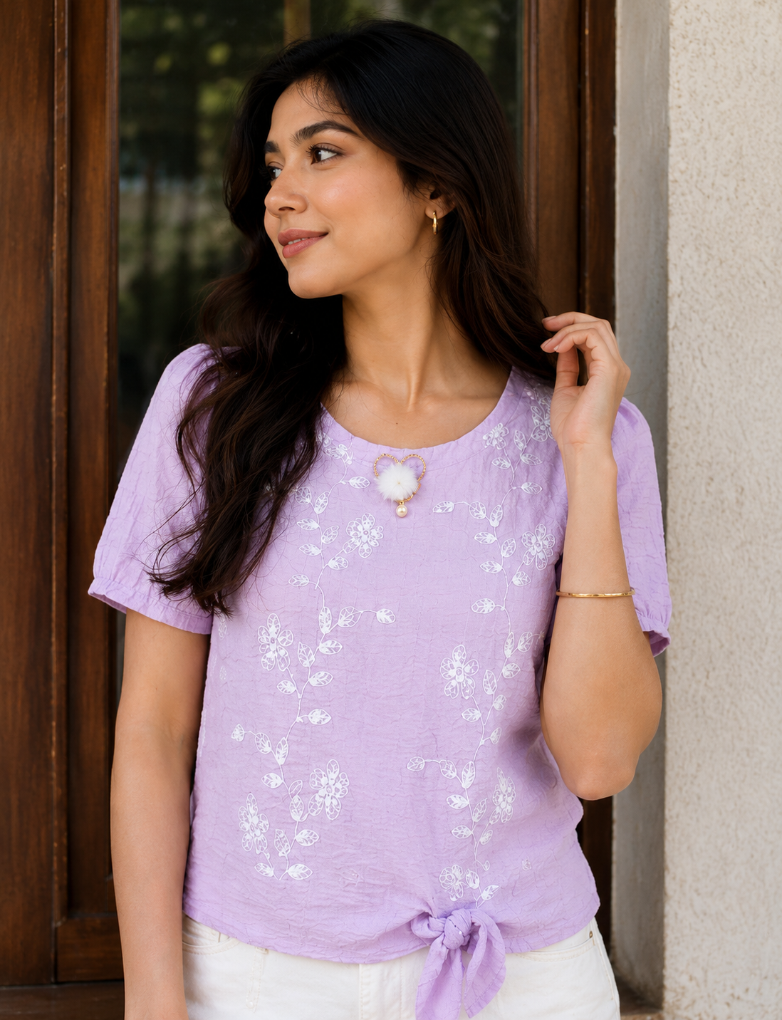 Lavender Whisper Knot Top
