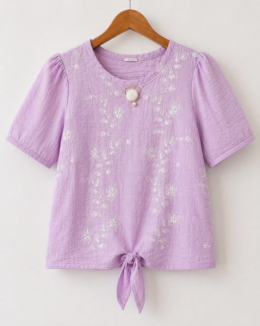 Lavender Whisper Knot Top