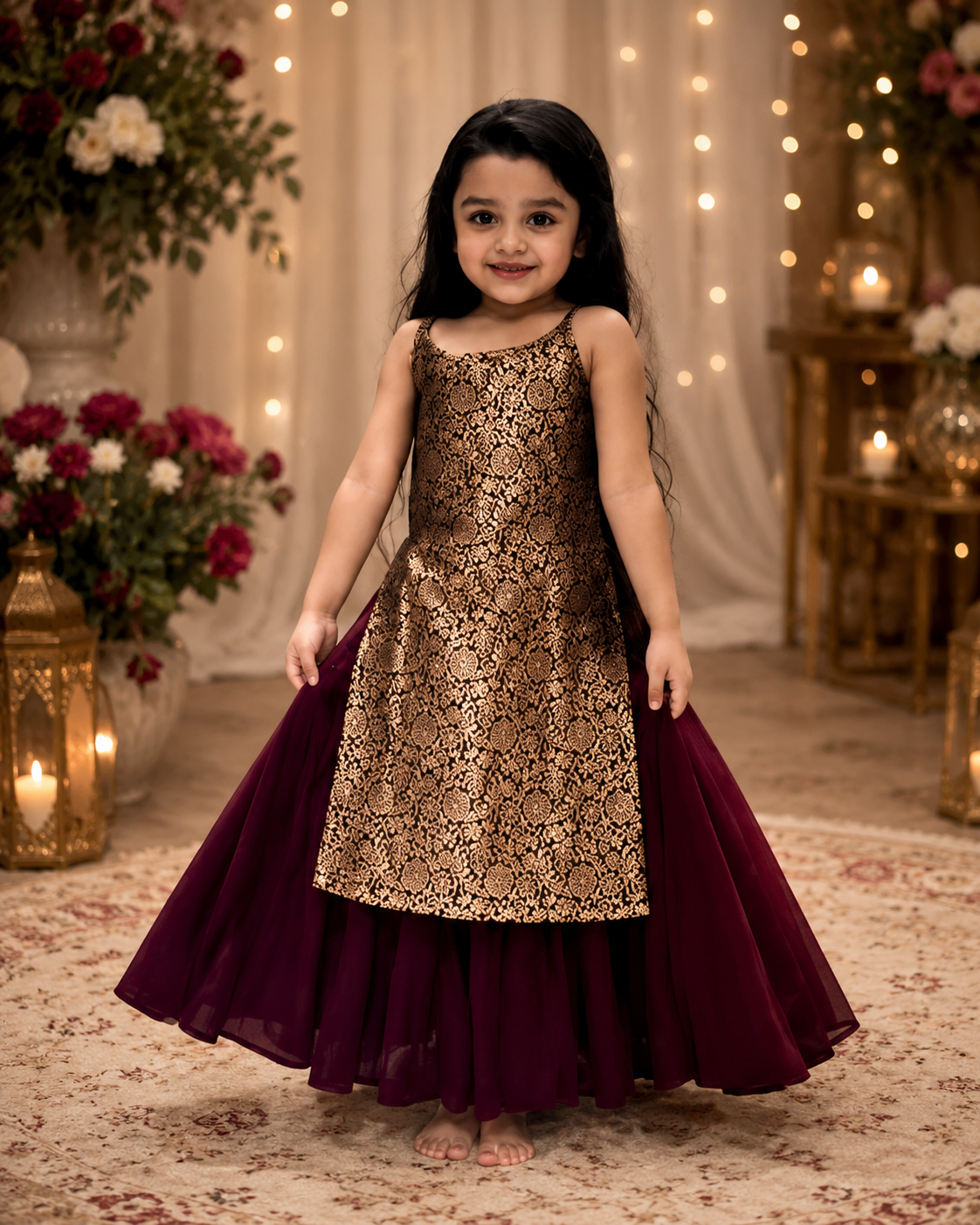 Crimson Charm Kidswear Gown