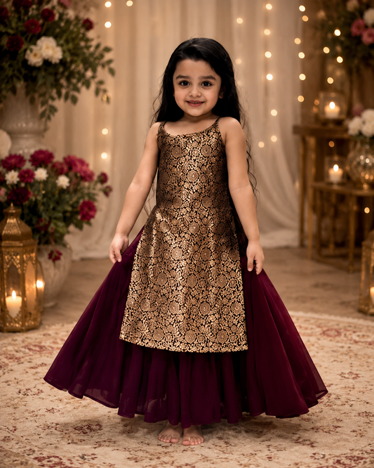 Crimson Charm Kidswear Gown