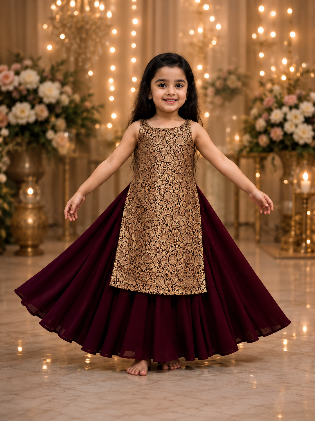 Crimson Charm Kidswear Gown