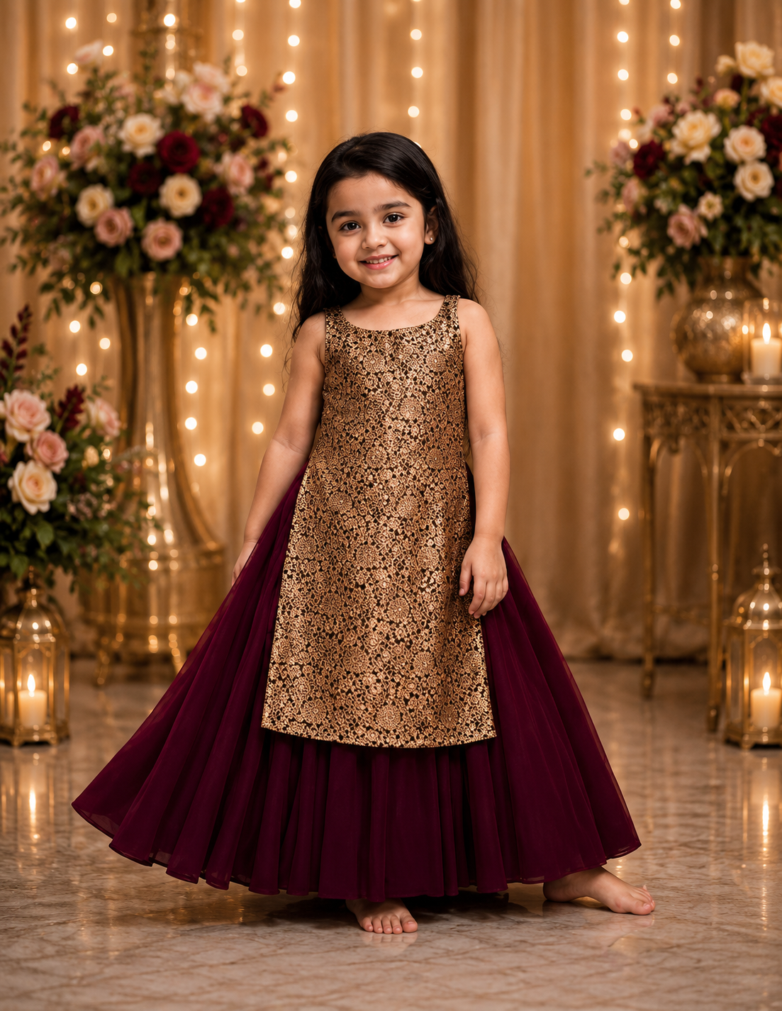 Crimson Charm Kidswear Gown