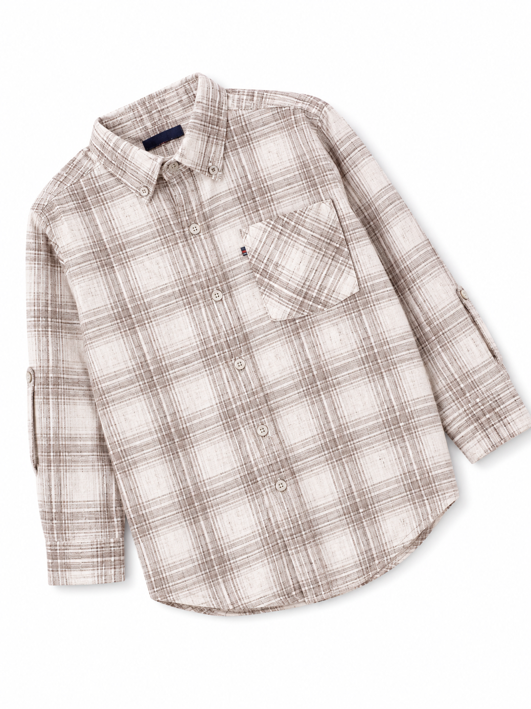 Sandstone Plaid Cotton Shirt for Boys | Smart Casual Full Sleeve Shirt