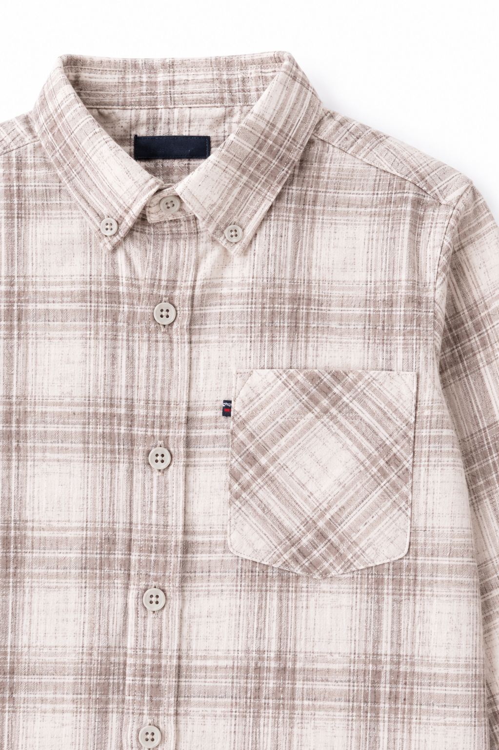 Sandstone Plaid Cotton Shirt for Boys | Smart Casual Full Sleeve Shirt
