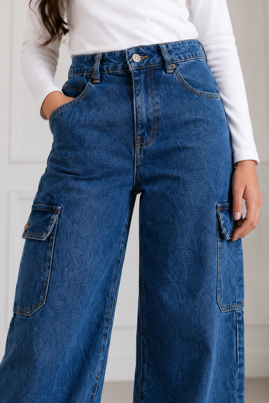 Skyline Cargo Wide-Leg Jeans