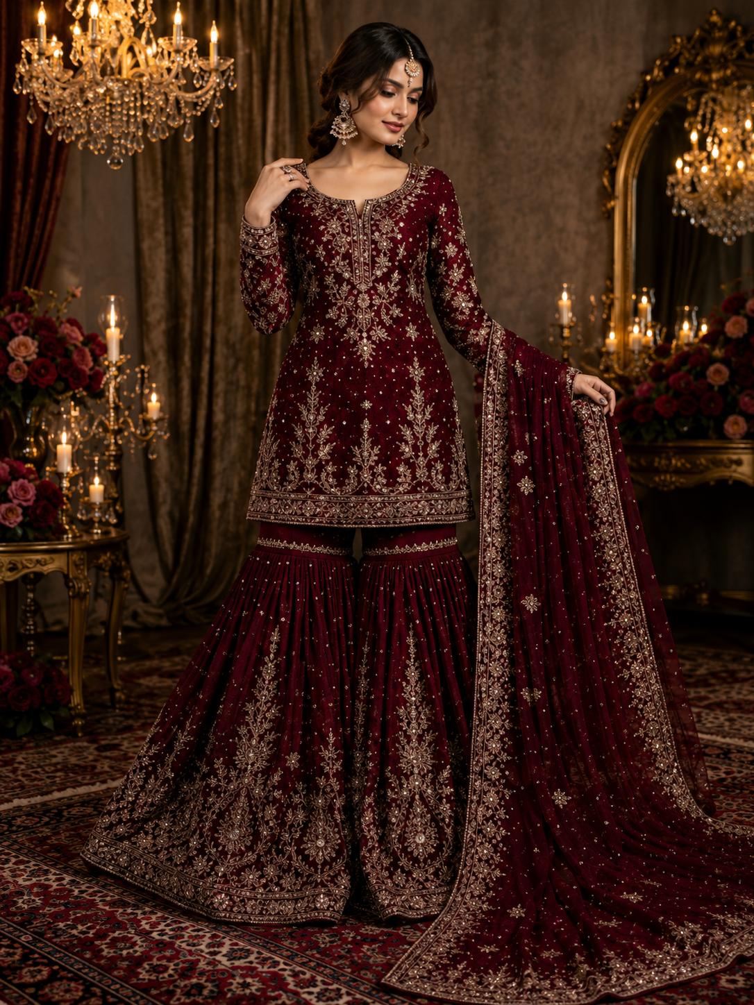 Crimson Royale Sharara Women
